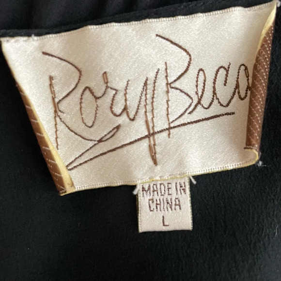 Rory Beca 100% Silk Romper Popover Mini Dress Plunging Cross Over V-Neck Black L - Picture 10 of 11